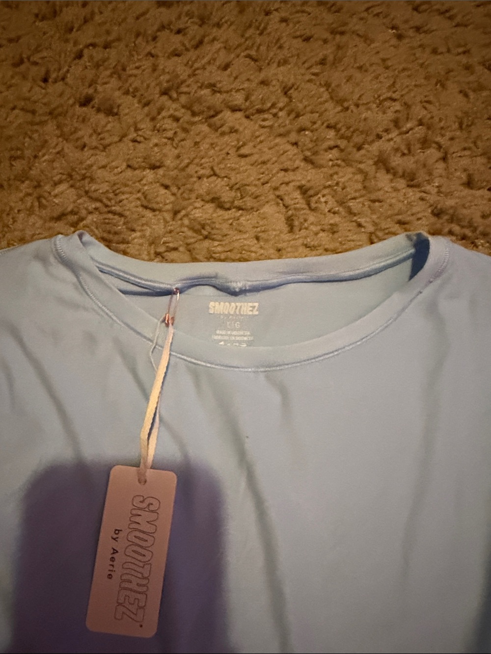 aerie Smoothez Light Blue Short Sleeve Tee - Picture 2 of 2
